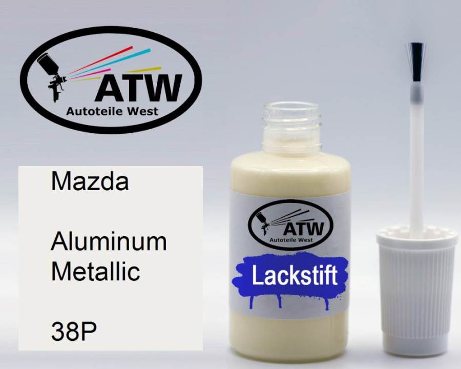 Mazda, Aluminum Metallic, 38P: 20ml Lackstift, von ATW Autoteile West.